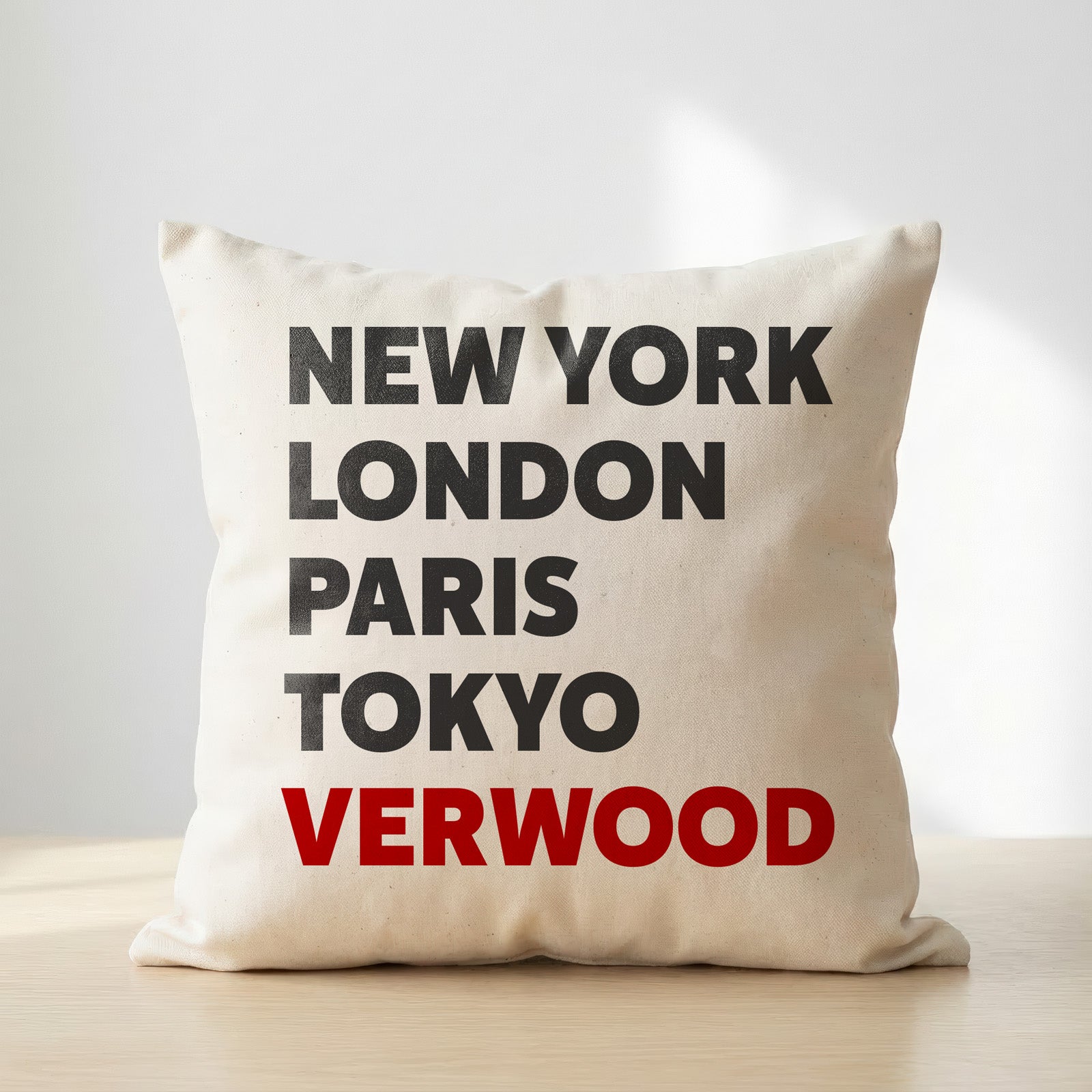 Verwood typography cushion