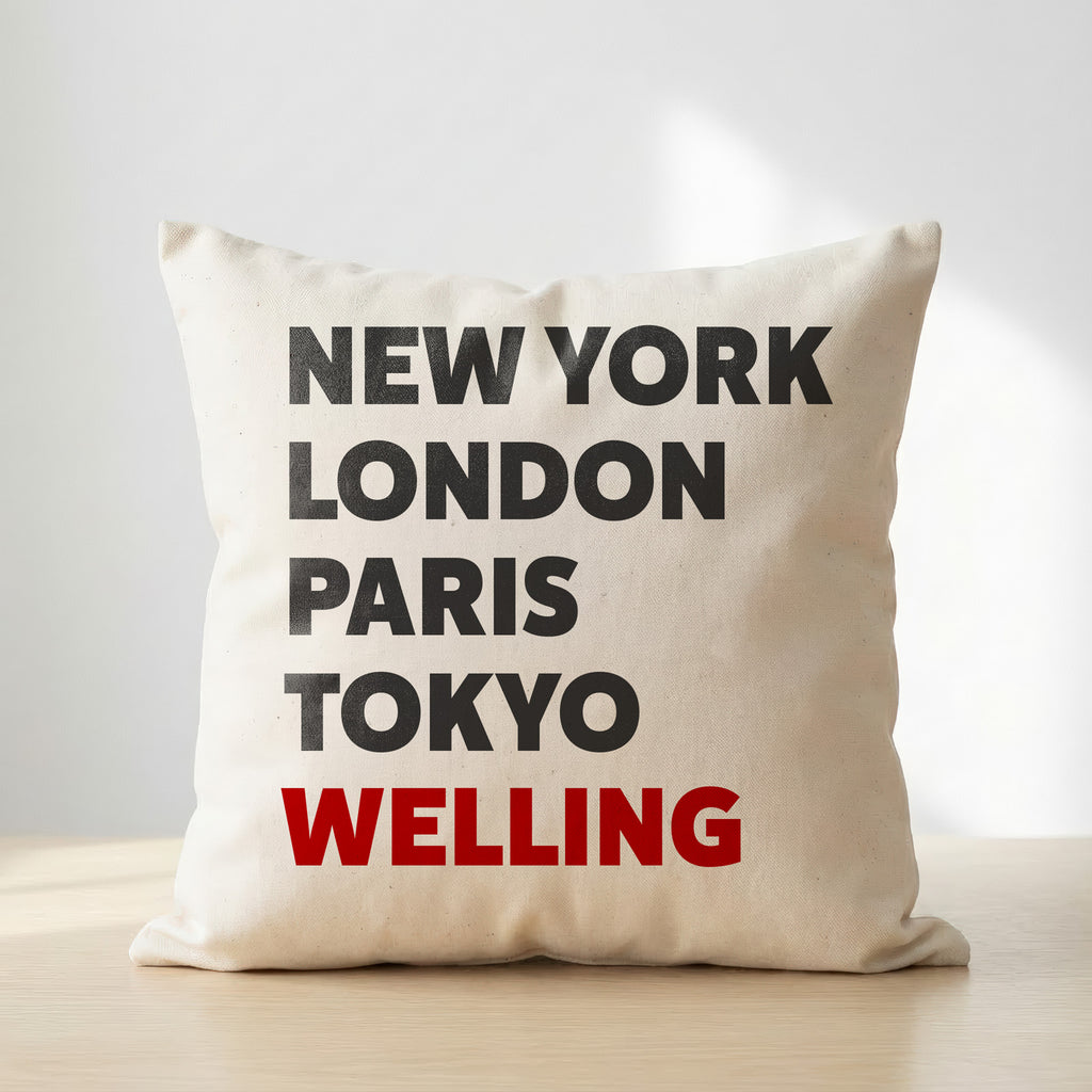 Welling typography cushion