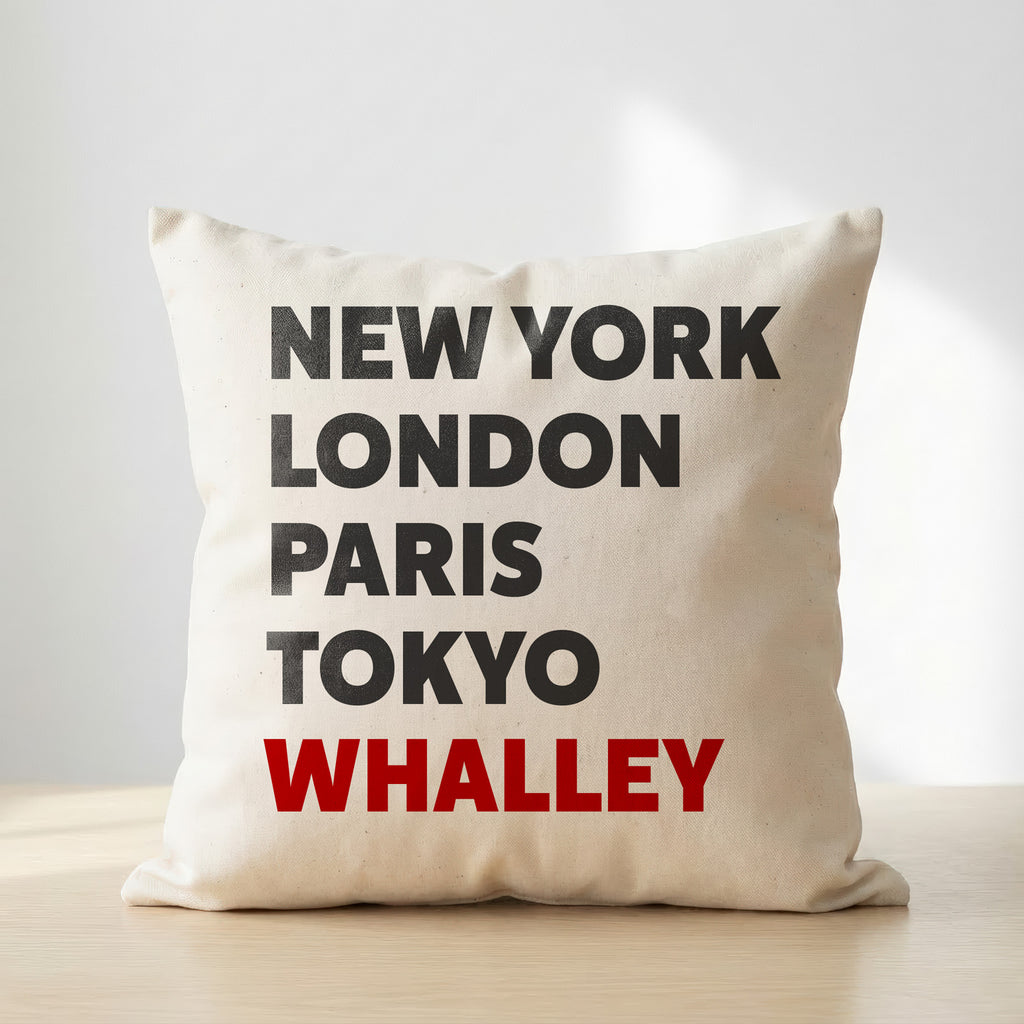 Whalley typography cushion
