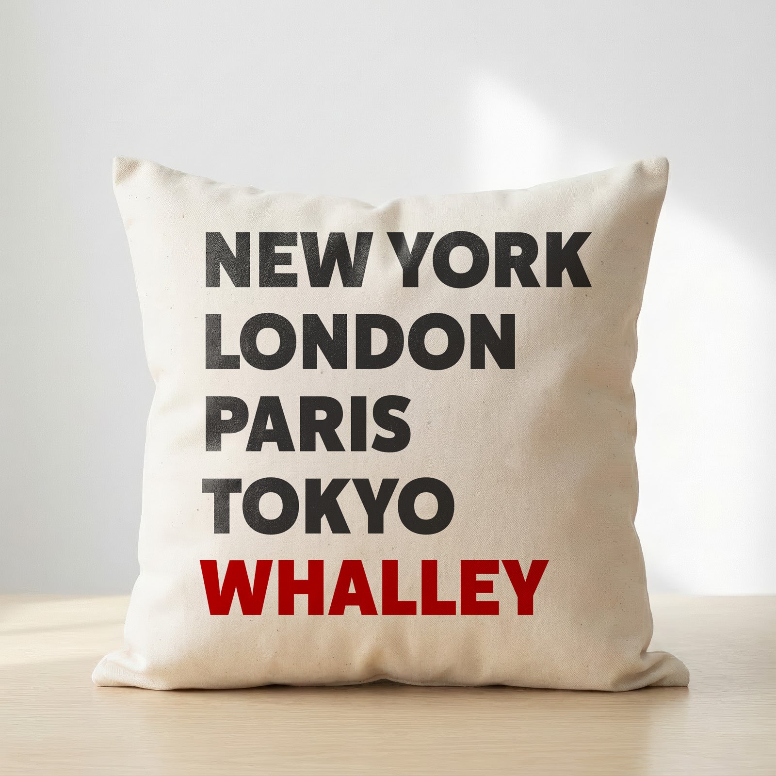 Whalley typography cushion
