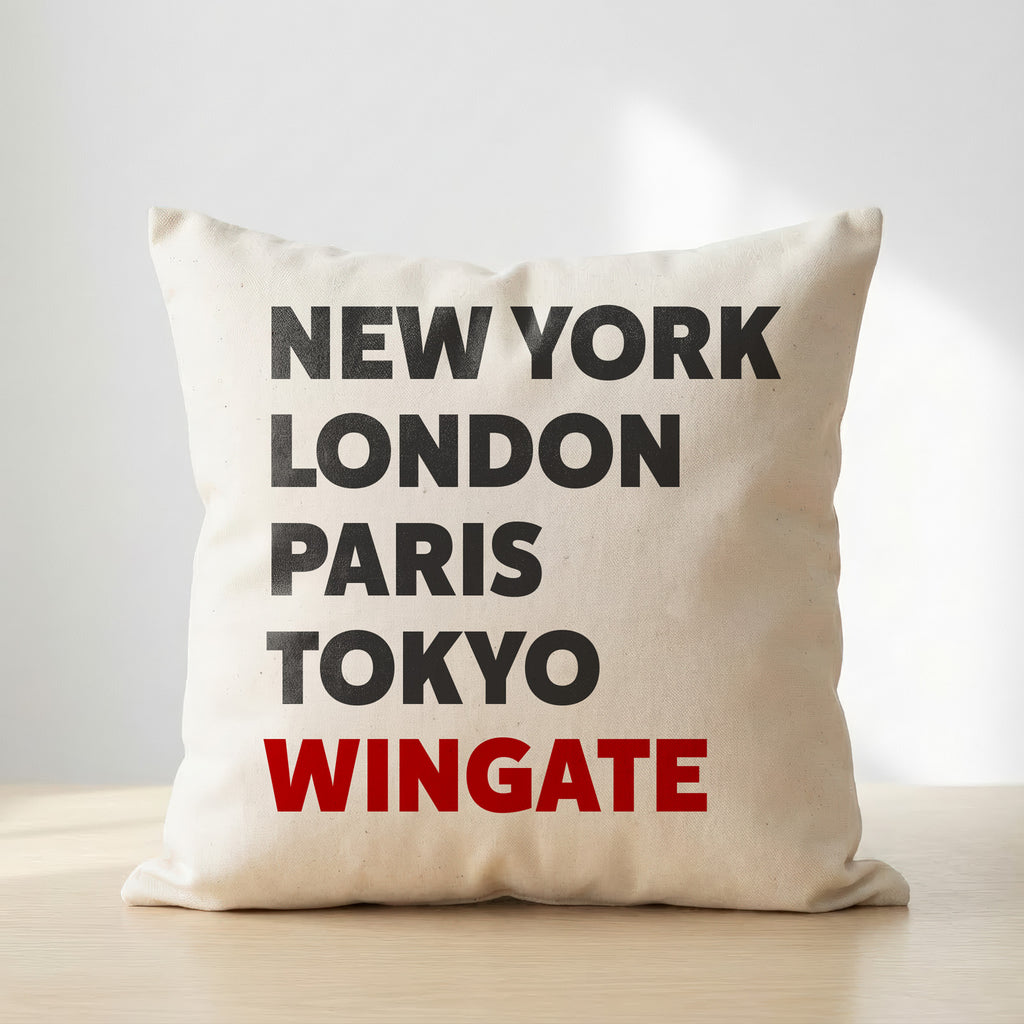 Wingate typography cushion