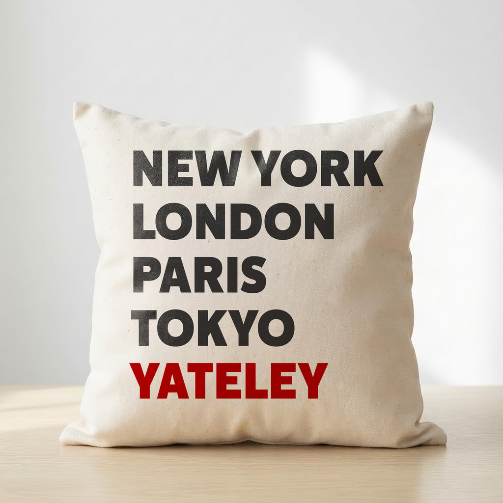Yateley typography cushion