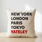 Yateley typography cushion