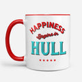 HAPPINESS BEGINS IN HULL - Coffee Mug - Funny Gift Present for Someone from Hull