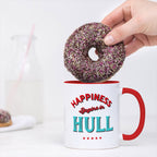 HAPPINESS BEGINS IN HULL - Coffee Mug - Funny Gift Present for Someone from Hull